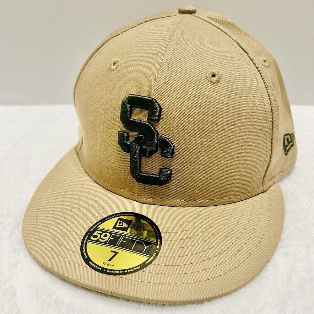 New Era USC Trojans Camel 59FIFTY Fitted Hat Cap Brown Sz 7 NCAA College